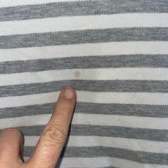 Lacoste White and Gray Striped Polo Shirt - Picture 4 of 5